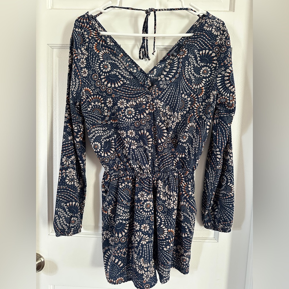 One Clothing Navy Floral Long Sleeve  Romper